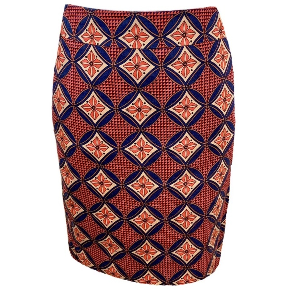 Ann Taylor Navy Geo Print Straight Pencil Skirt